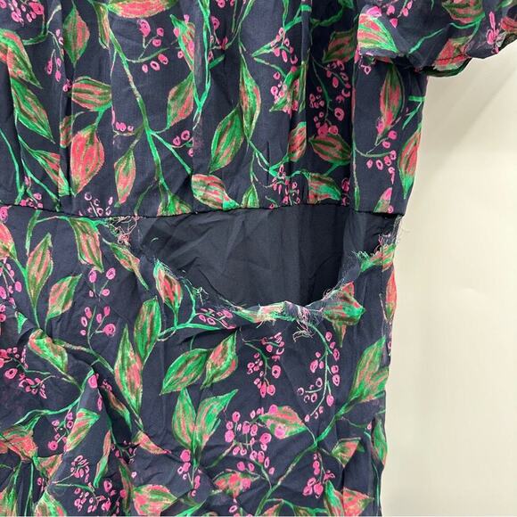 RTR Saloni Vida Ruffled Silk Georgette Asymmetric Hem Floral Midi Dress Sz 6 - Picture 9 of 13